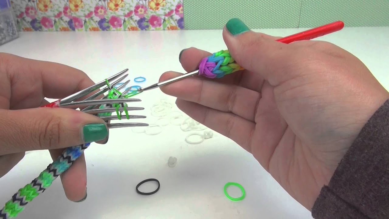 Loom Bands Hexafish deutsch Armband Anleitung How to make a rainbow loom hexafish-armband