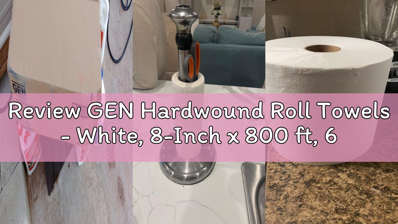 Review GEN Hardwound Roll Towels - White, 8-Inch x 800 ft, 6 Rolls/Carton | Made In The USA; Smooth