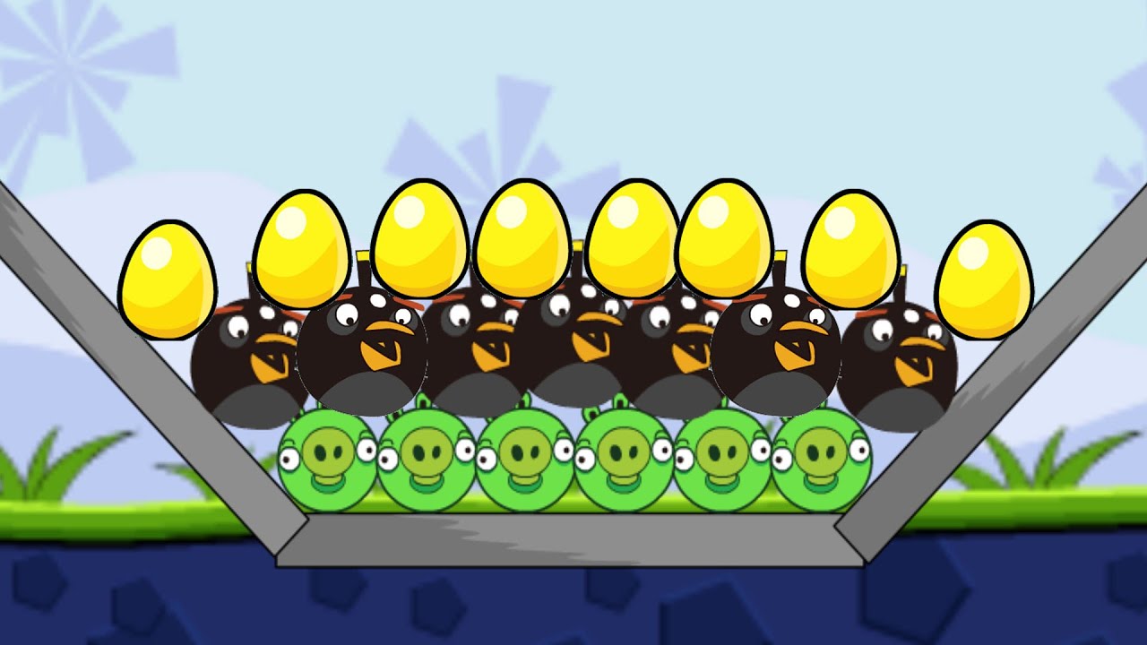 Angry Birds Bomb 1 - STEAL THE GOLDEN EGG FROM PIGGIES SKILL GAME!