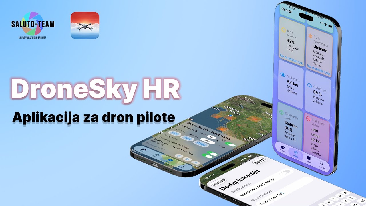 DroneSky HR – najbolja aplikacija za dron pilote u Hrvatskoj (vrijeme + zone letenja)  | iOS  | 4K