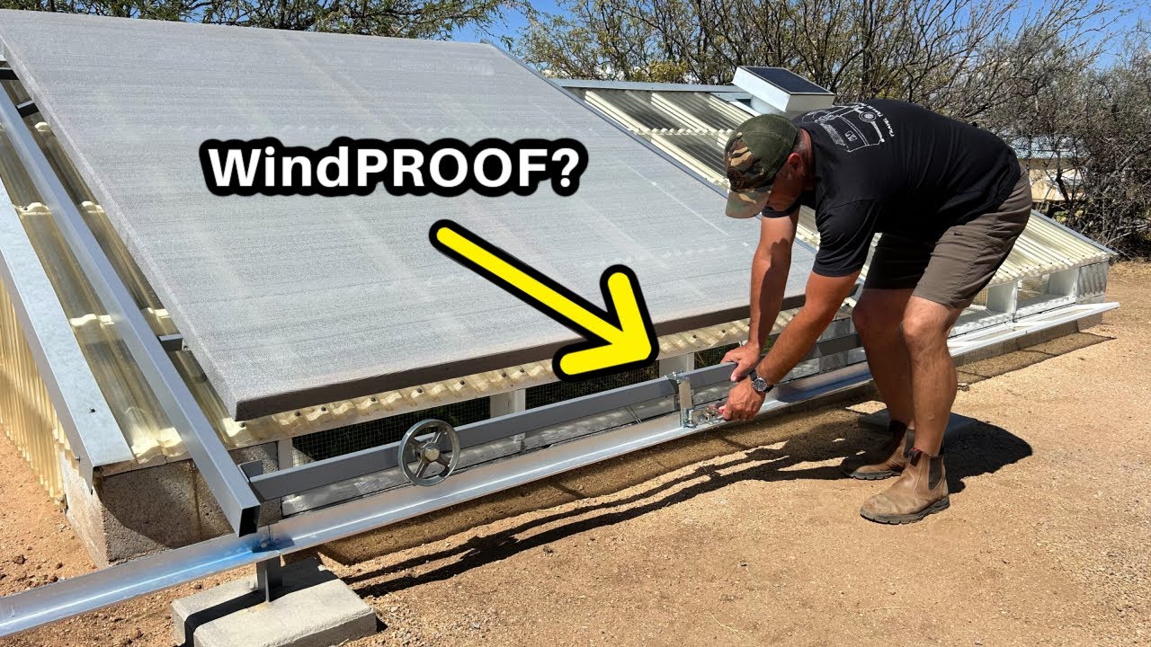 Windproof?  The Sunken Greenhouse Shade gets LOCKED in!   #sunkengreenhouse #walipini
