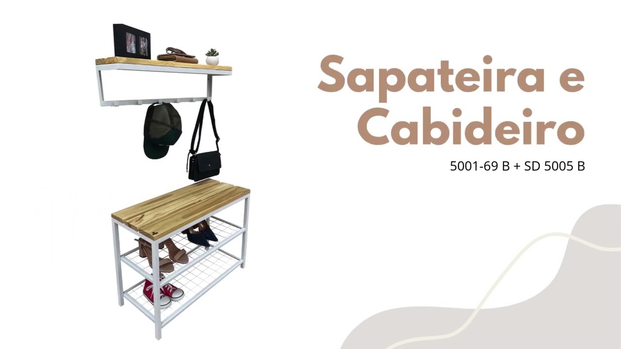 Kit Strassis Design Sapateira SD 5001-69 B + Cabideiro SD 5005 B