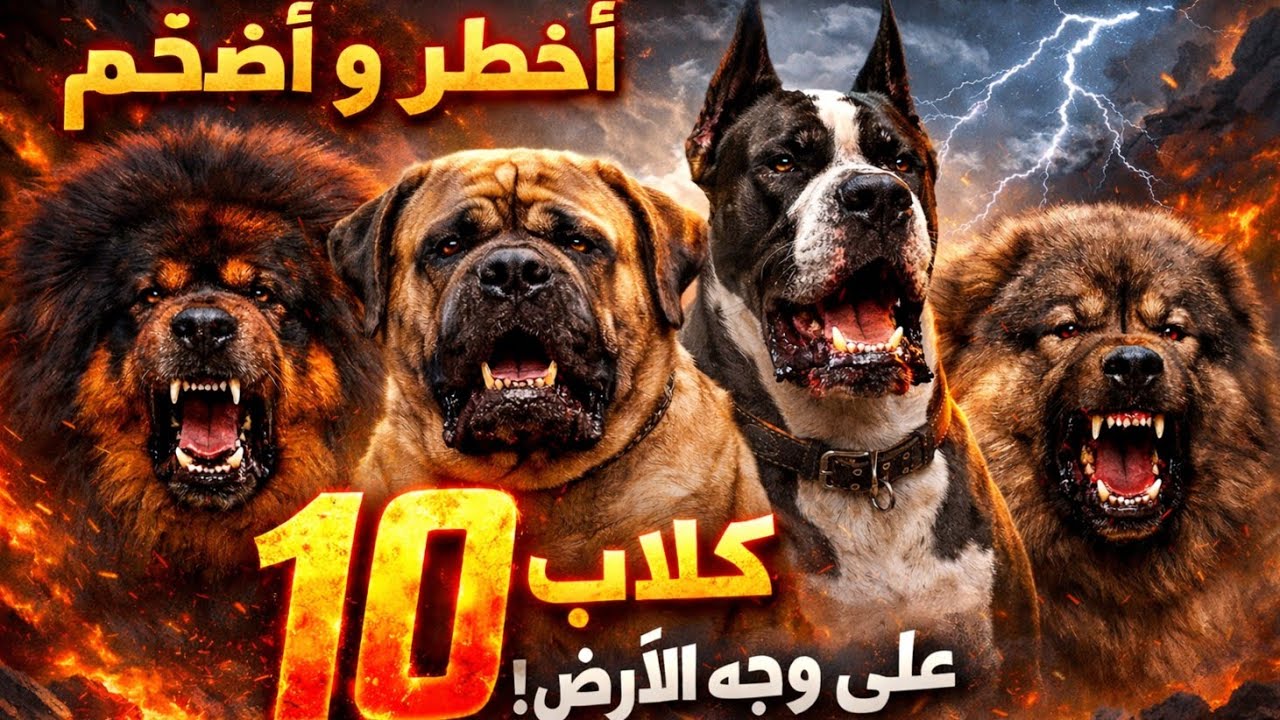 أضخم وأشرس 10 كلاب علي وجه😱 ☠️☠️!! أضخم وأخطر من الأسود😱☠️
