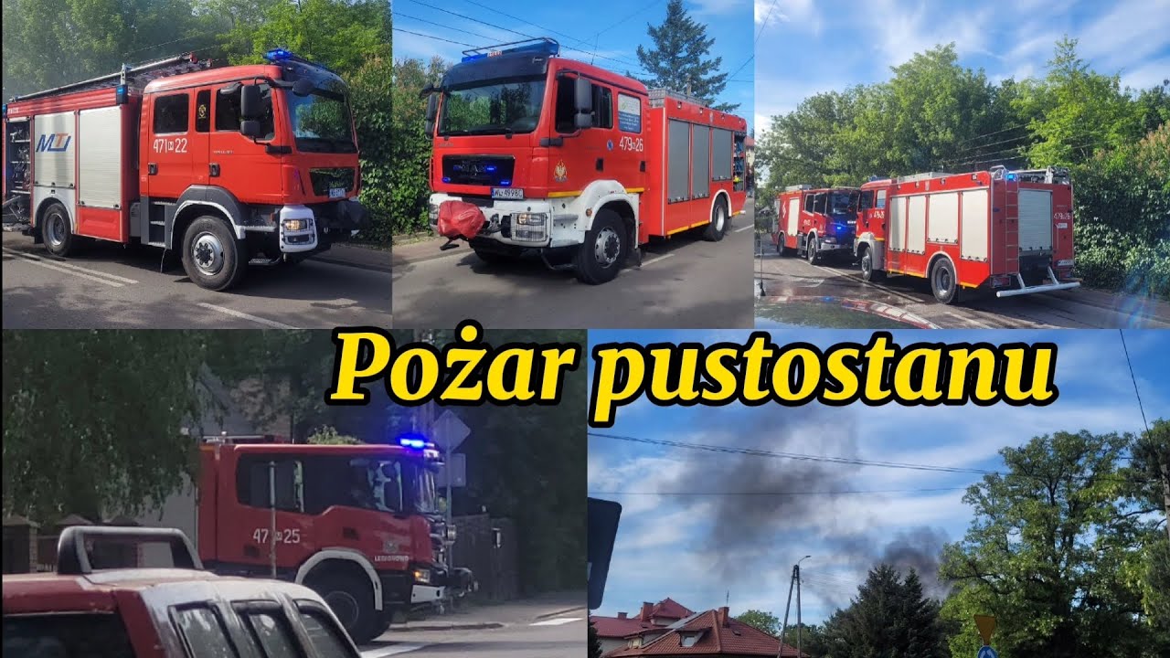 [Trąby] Pożar na ulicy Kościuszki w Legionowie. Dojazd alarmowy 471[M]25 z JRG + z miejsca akcji.