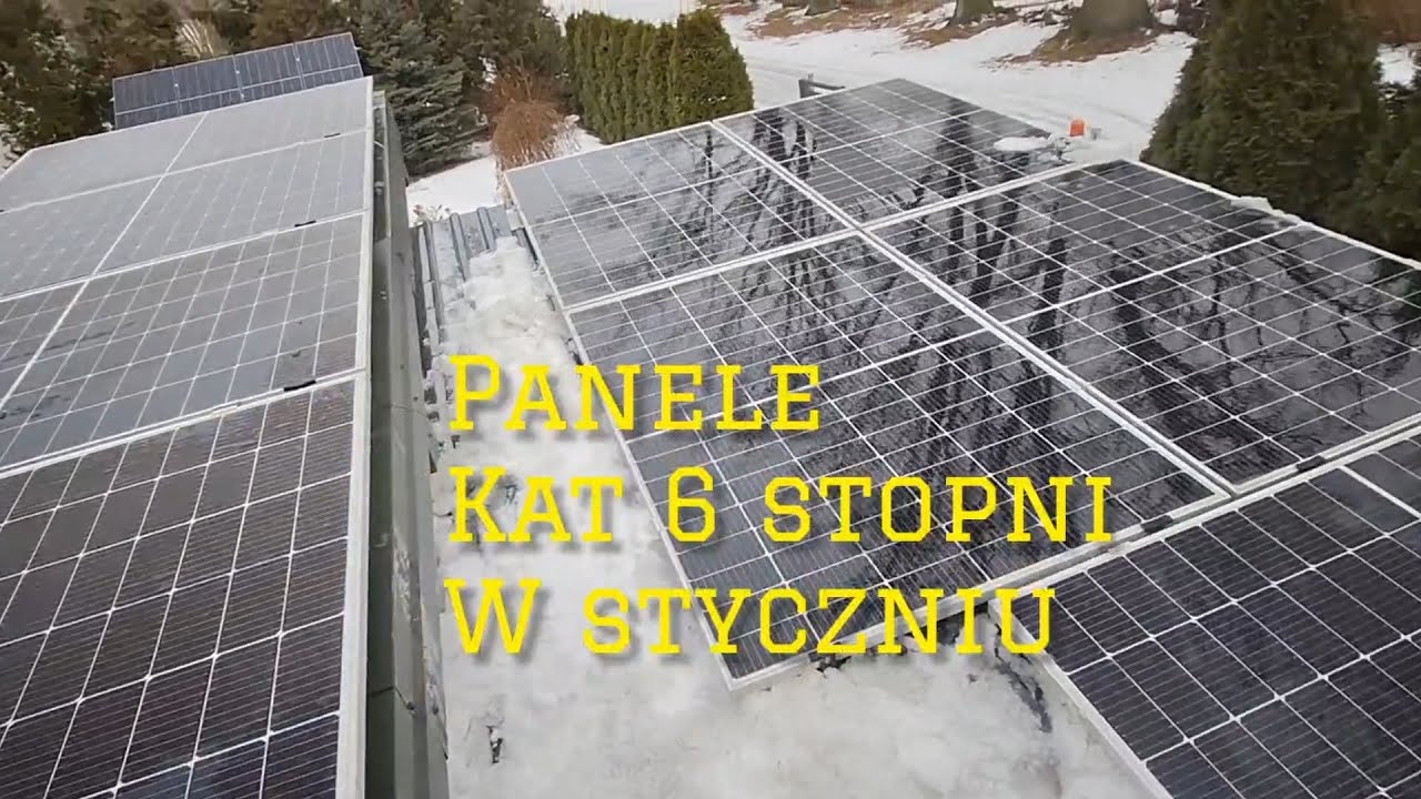 Kąt paneli fotowoltaicznych zimą – porównanie 6° i 36° przy pochmurnej pogodzie