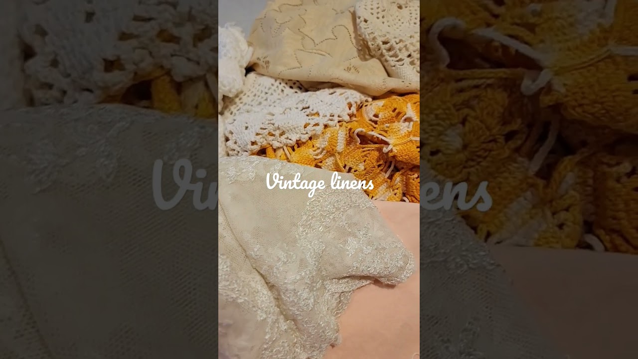 Sorting through thrifted linens #shorts #vintagelinens #goodwillfinds #thriftedlinens #crochetdoily