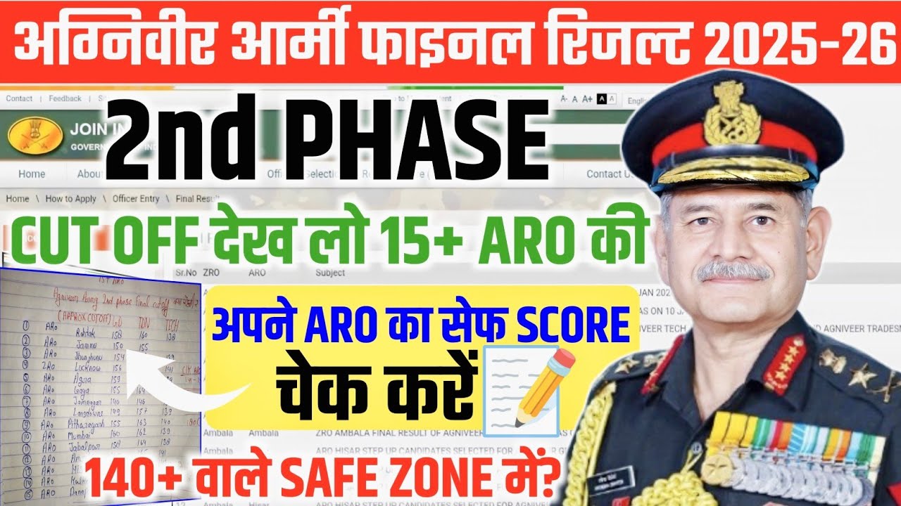 Army 2nd Phase Cut Off देख लो 15+ ARO की| Safe Score Check Now | Agniveer Army Final Merit List 2025