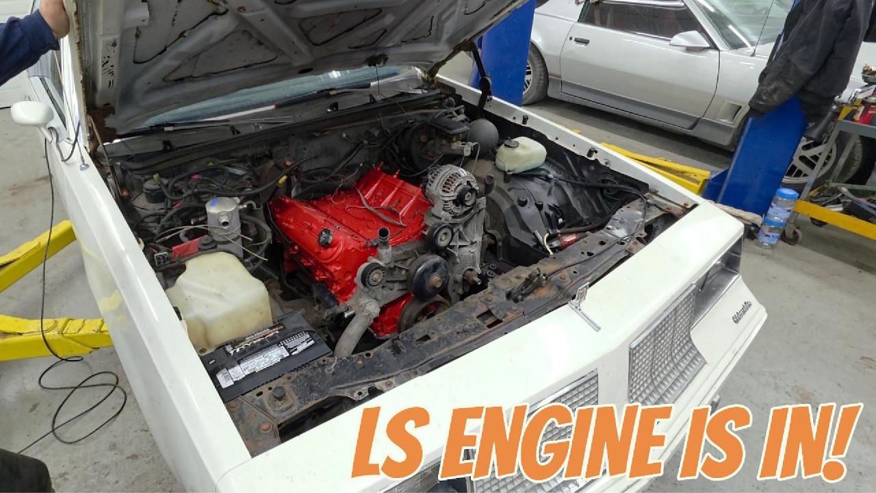 1985 Olds 442 Cutlass Part 2: LS engine goes in, hood clearance, and fans!