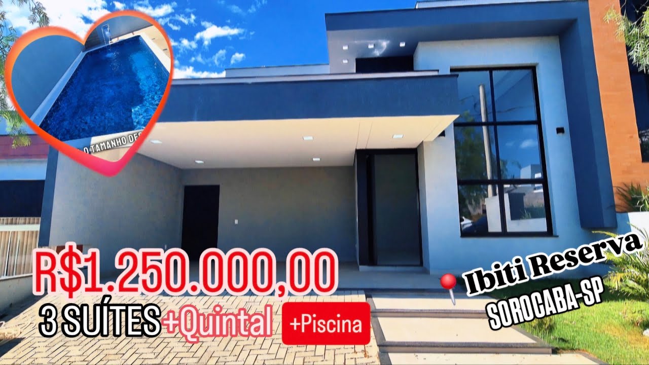 Ibiti Reserva, Casa com Piscina, 3 suítes, Quintal, fino acabamento, sorocaba-sp