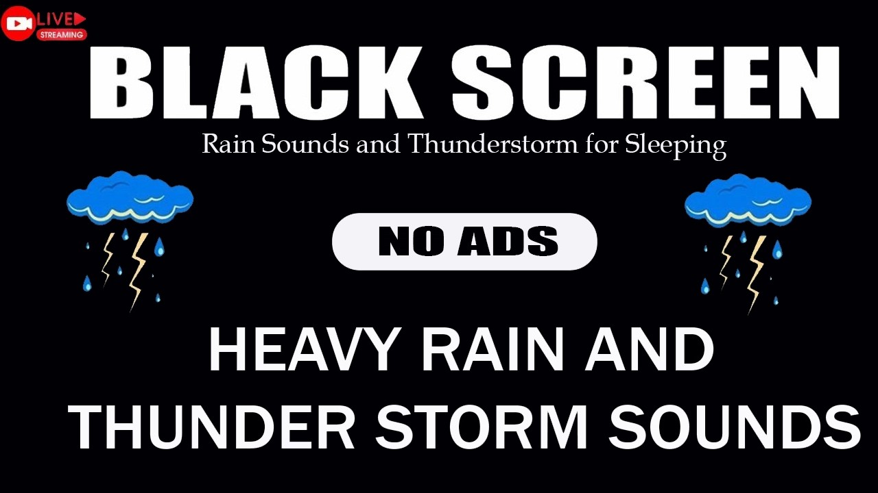 Gentle Night Rain 24 HOURS Rain Sounds for Sleeping - Dark Screen to Beat insomnia, Relax, Study
