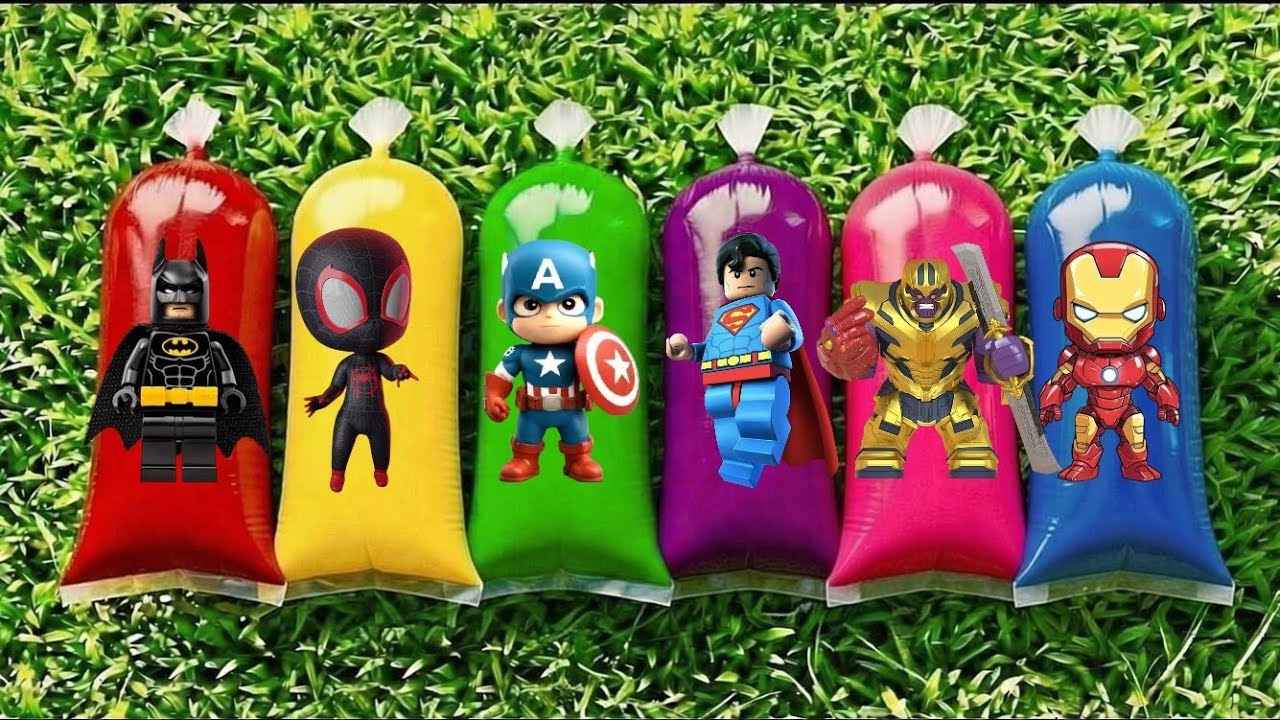 MISSION to save the MARVEL AVENGERS SUPERHERO trapped in COLORED WATER! (SPIDERMAN,SUPERMAN, FALCON)
