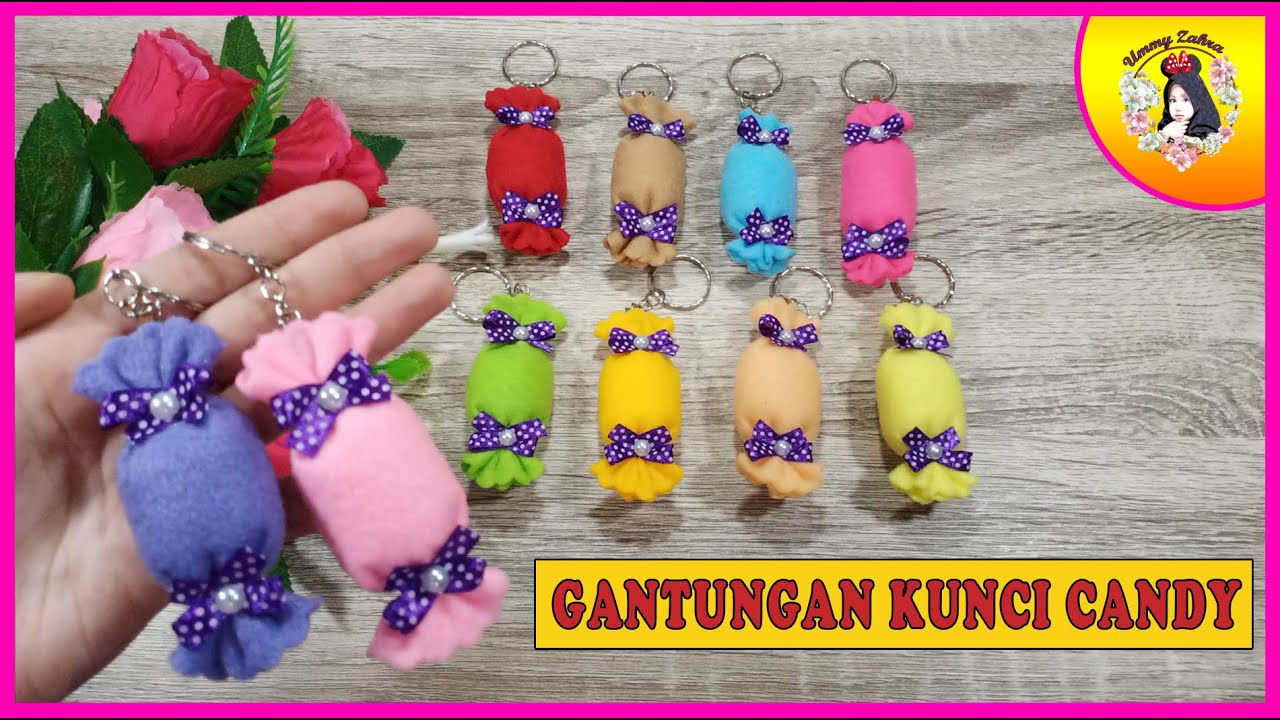 IDE KREATIF MEMBUAT GANTUNGAN KUNCI DARI FLANEL- BERBENTUK PERMEN