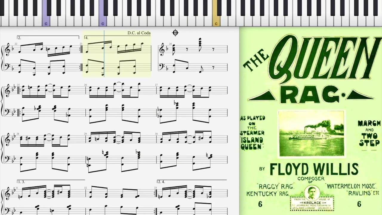 The Queen Rag by Floyd Willis (1911, Ragtime piano)