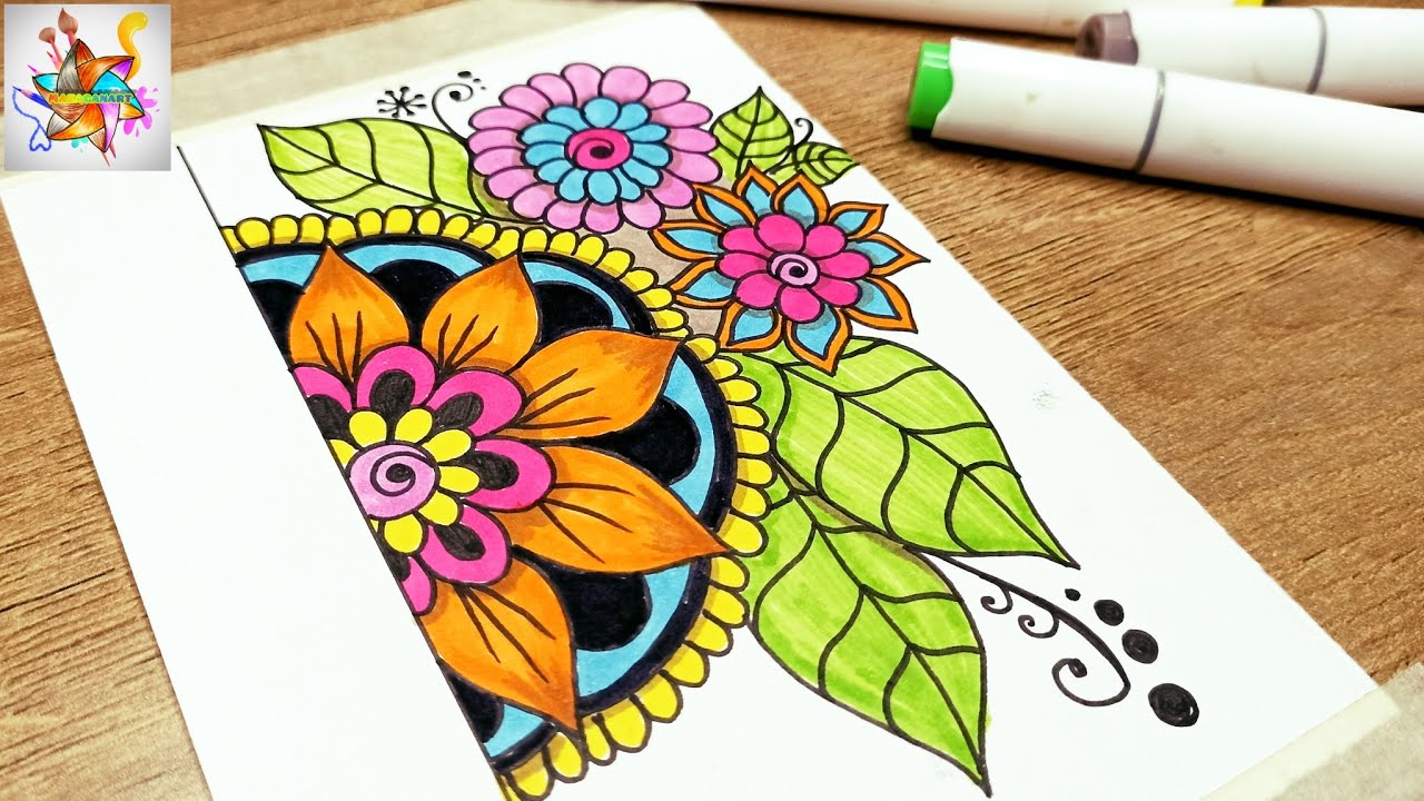 رسم زخرفة نباتية سهلة جدا