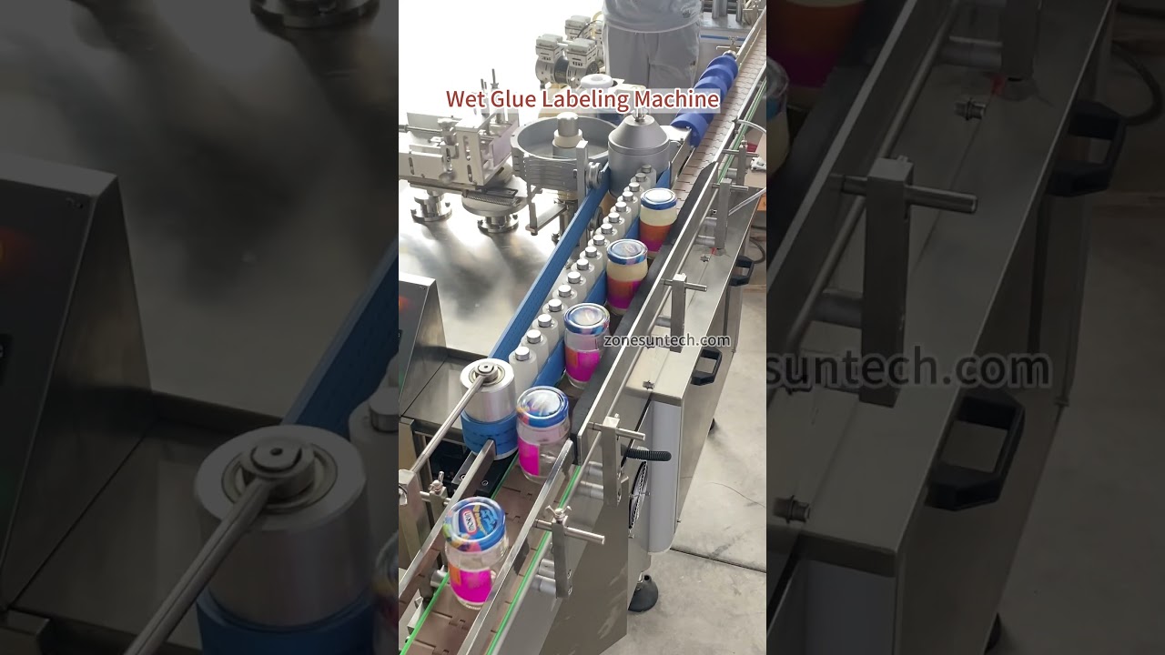 ZONESUN Automatic Wet Glue Labeling Machine For Jars #machine #labeler #labelingmachine