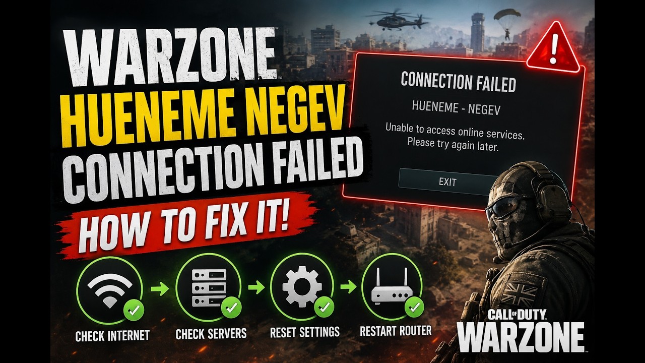 How to Fix  Warzone Hueneme Negev Connection Failed call of duty