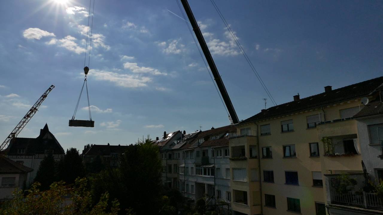 GROVE GMK 6400 Manitowoc Autokran mit 80m hohen Ausleger in Heidelberg.