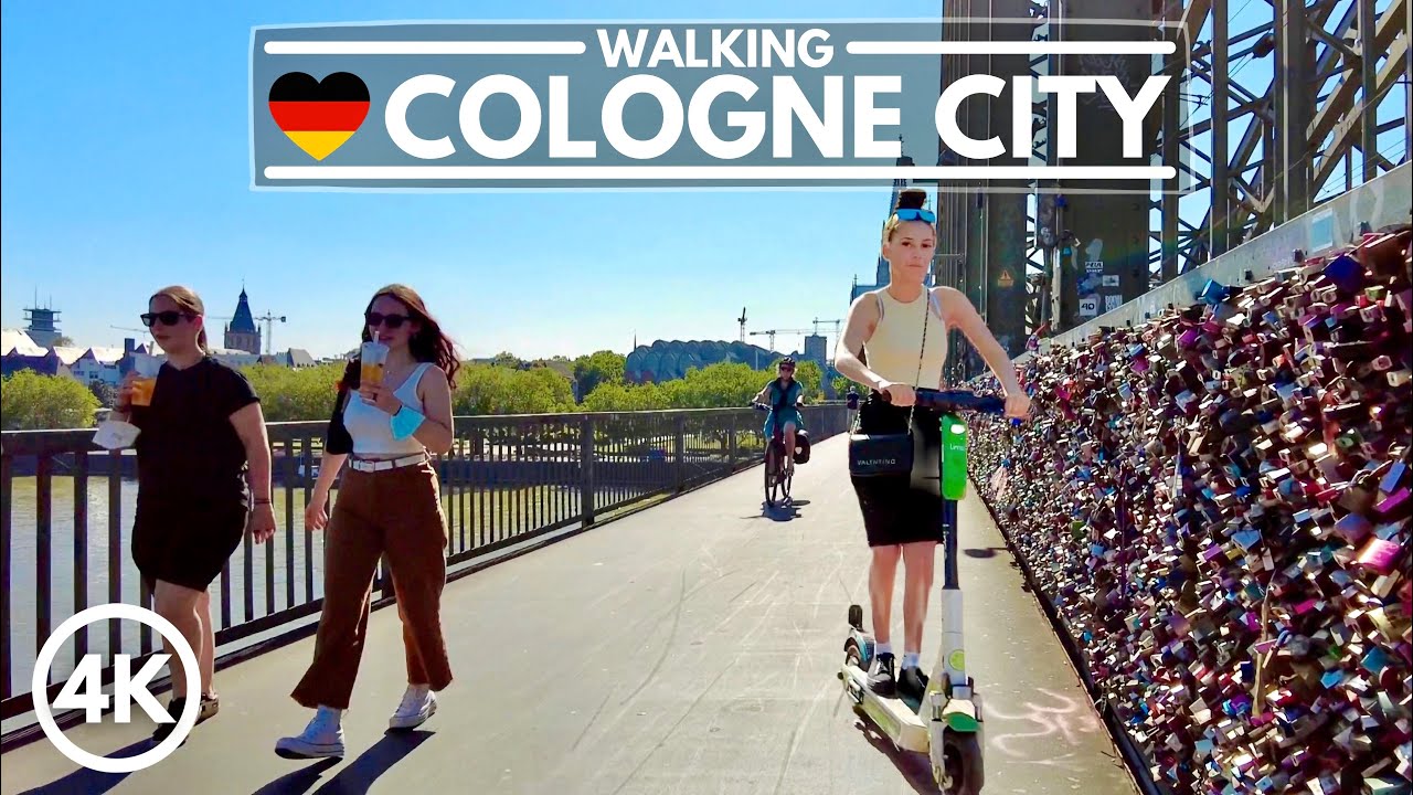 🇩🇪 Cologne Walk - June 2021 | ❤️ Locks, Cathedral & Bridge | 4K Germany
