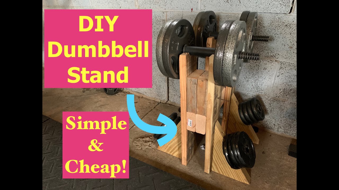 DIY adjustable DUMBBELL STAND for home gym // Help keep your gym space clean and organized for cheap