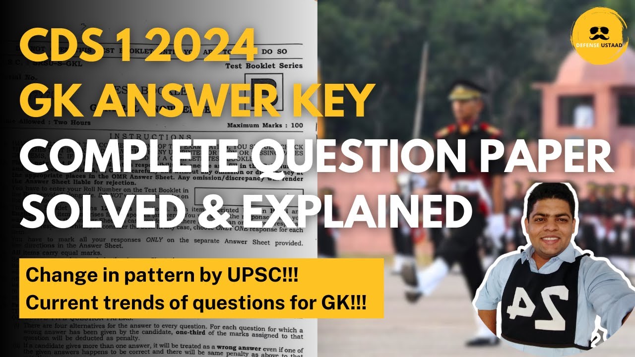 CDS 1 2024 GK Answer Key, Trend Analysis With Explanation | Defense Ustaad