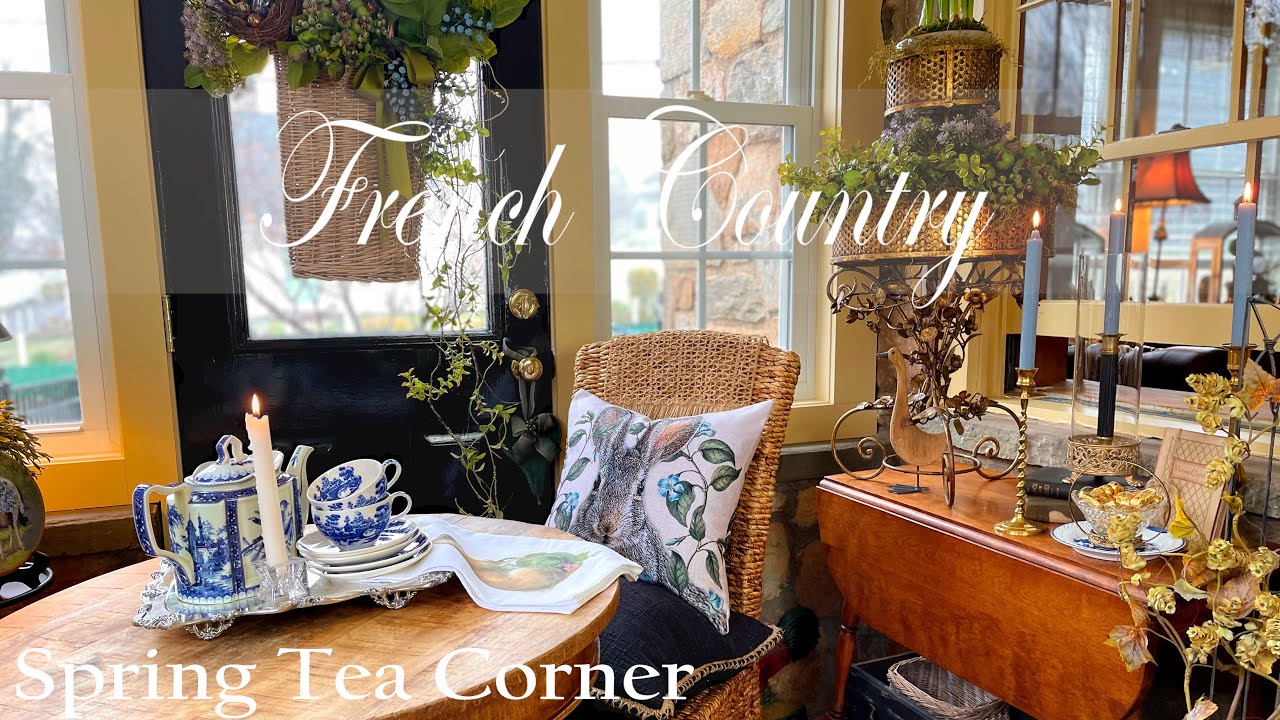 THE BEAUTY OF THRIFTING ~ VINTAGE FRENCH COUNTRY TEA PARTY CORNER ~ DECORATING SMALL SPACES ~