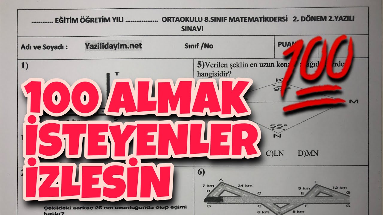 8.Sınıf Matematik 2.Dönem 2.Yazılı