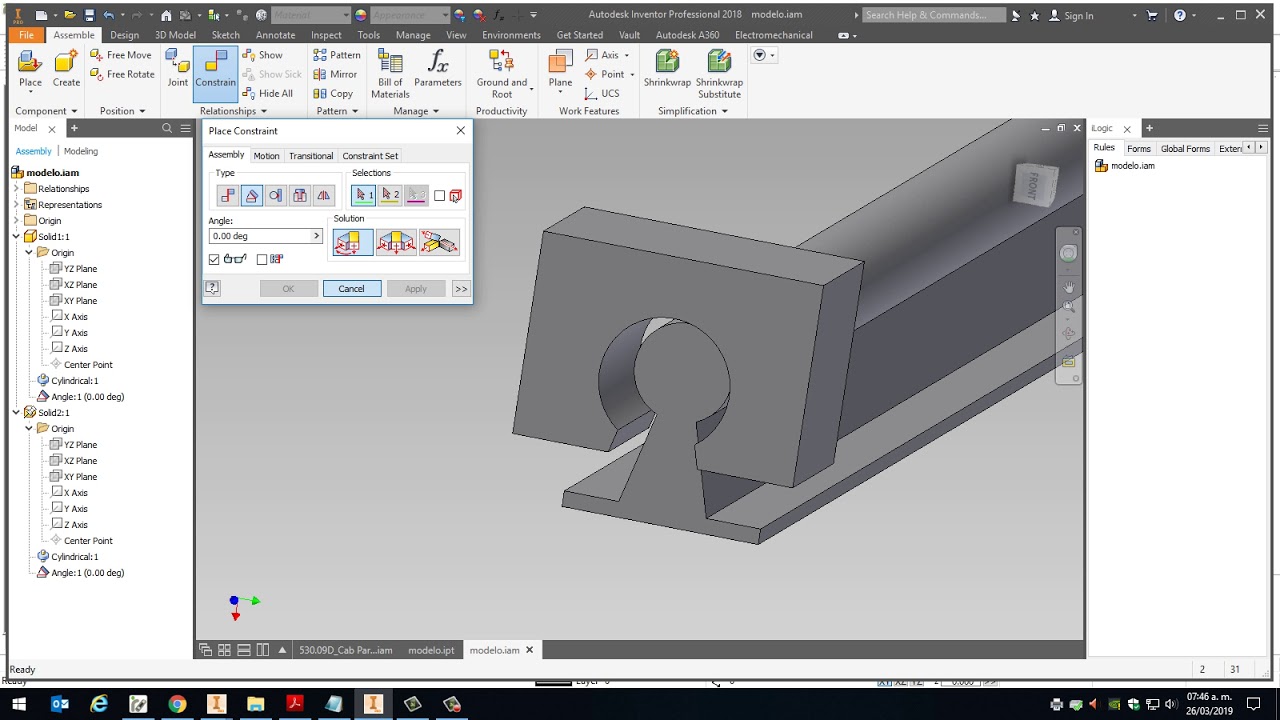 Inventor Constrain Rotacional