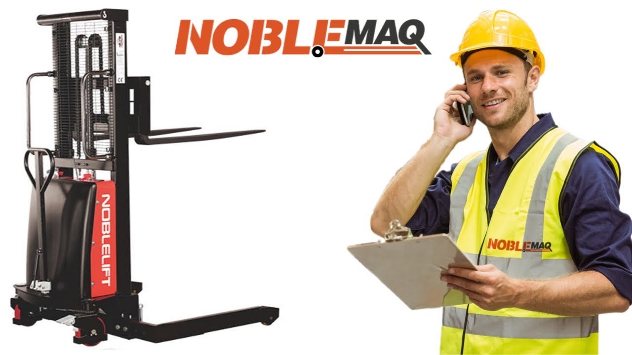 Noblelift Adjustable Straddle Semi Electric Pallet Stacker SPN-22AG 118 inches