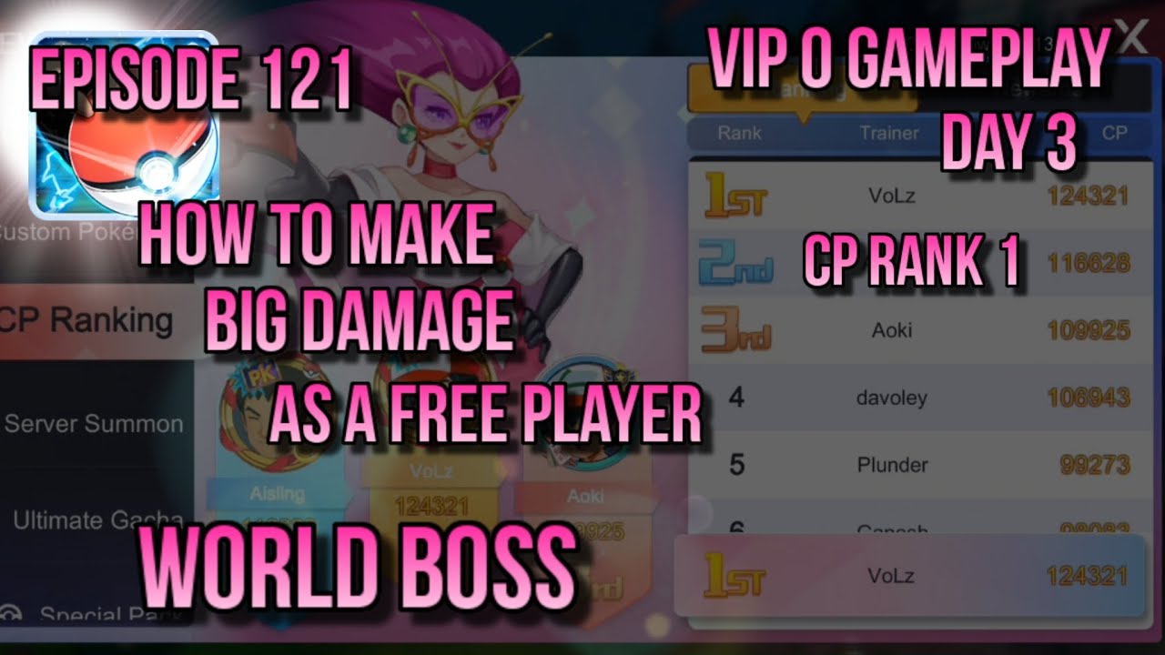 POKEVERSE WORLD GAMEPLAY EPS 121 : FREE PLAYER (VIP 0) WORLD BOSS RANK 1 DAMAGE EARLY GAME DAY 3