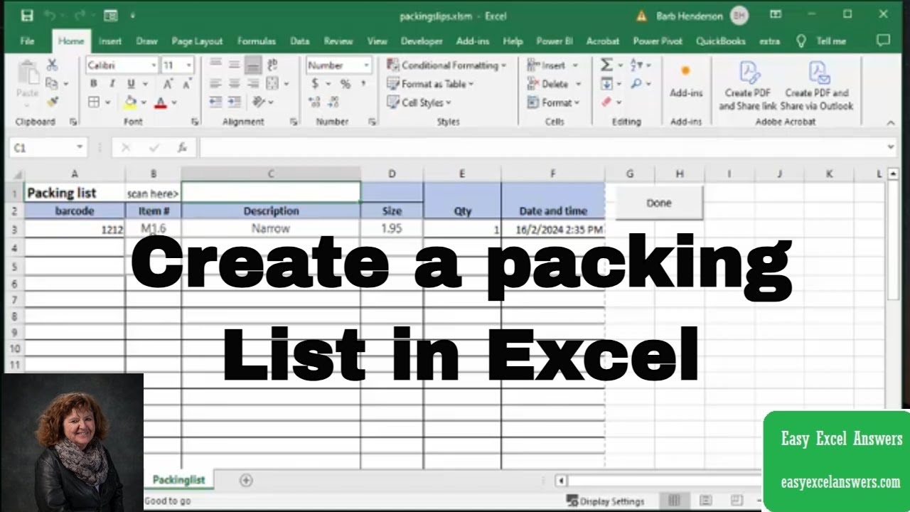 Create a packing list in Excel
