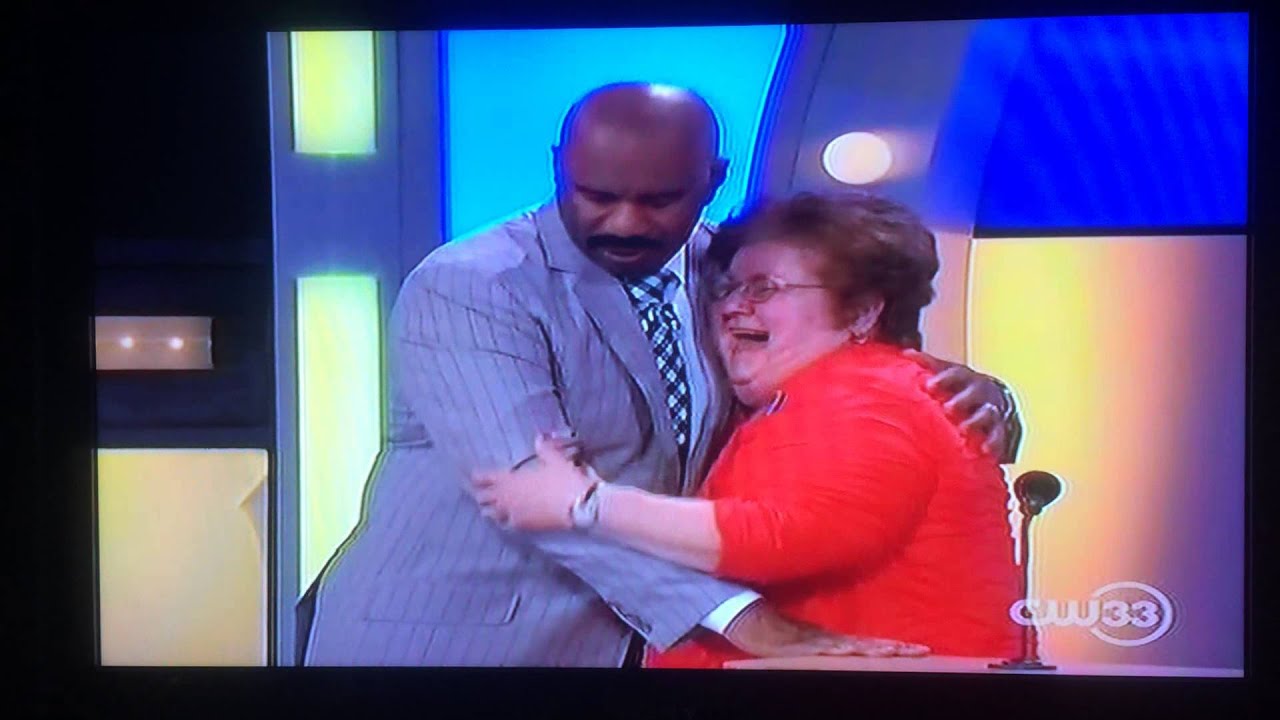 Old Woman Creepily Hugs Steve - Family Feud