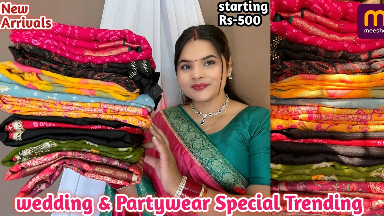 Meesho Saree Haul under Rs-500 | Chiffon & Georgette saree Haul | meesho Saree Haul #ytshorts #saree