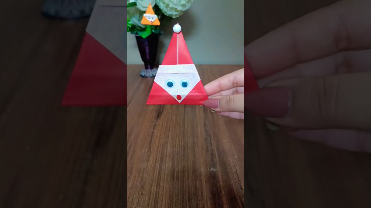 Easy origami santa face for kids #papercraft  #youtubeshorts  #christmasvideo #origami