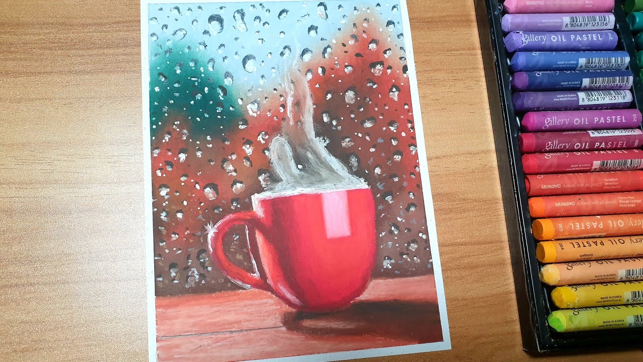 Oil Pastel Drawing | Hot Coffee | by Doms Art
