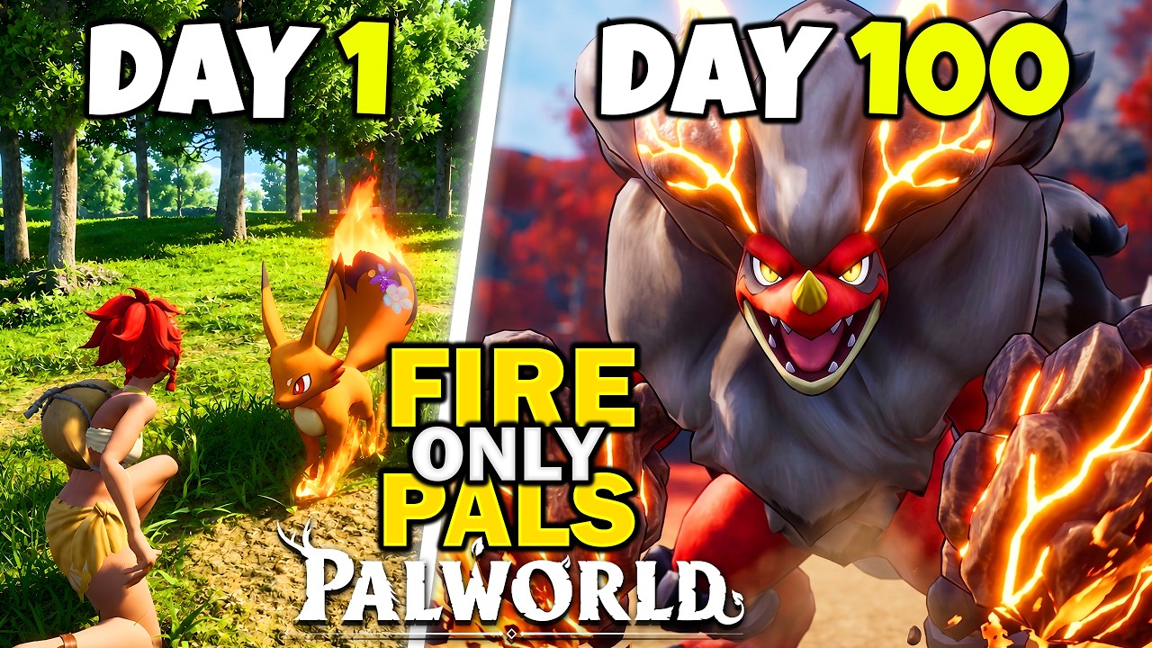 I Survived 100 Days Using Only Fire Pals in Palworld