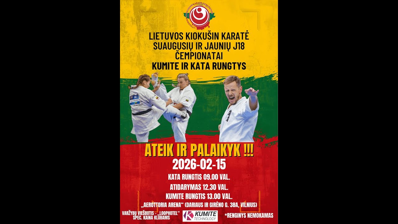 Lietuvos kiokušin karatė suaugusiųjų ir jaunių J18 čempionatai - Tatami 1