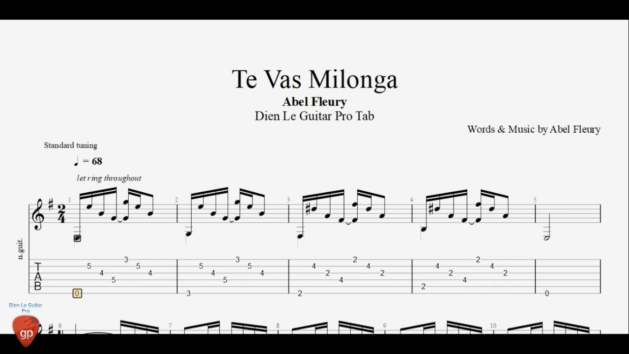 Te Vas Milonga by Abel Fleury - Guitar Pro Tab