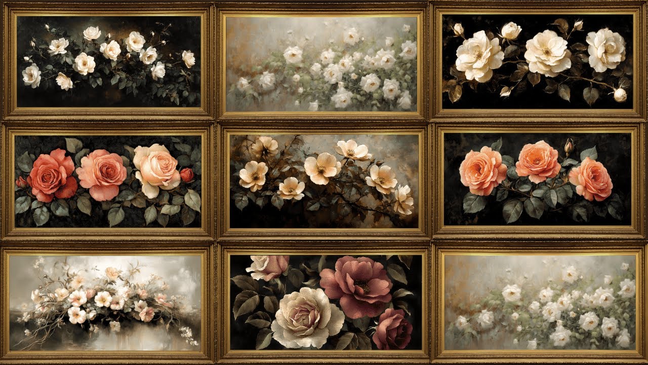 Roses Garden Collection, Premium Vintage Oil Paintings | Framed TV Art Slideshow with Classic Music