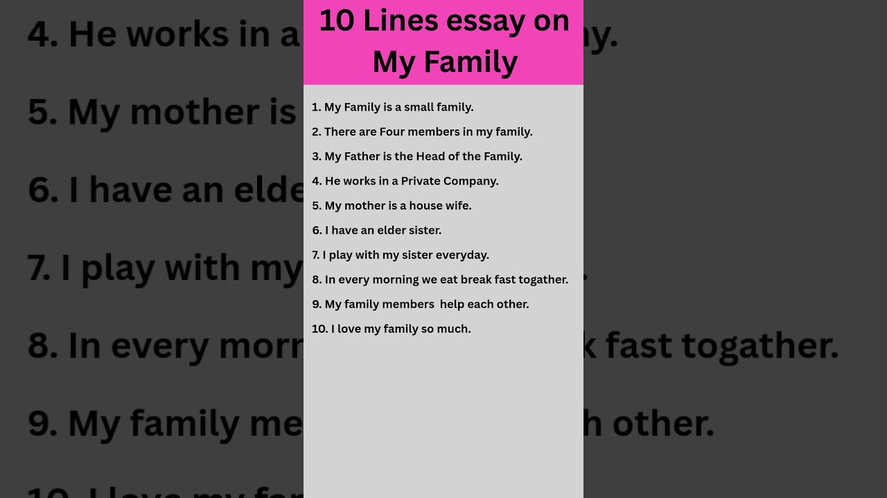 My Family Essay in English | 10 Lines On My Family in English/Essay On My Family in English