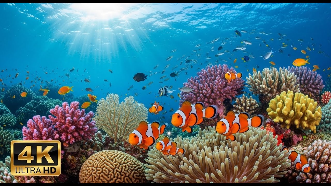 🐠 Stunning Coral Reef 4K – Relaxation Music with Beautiful Underwater Life