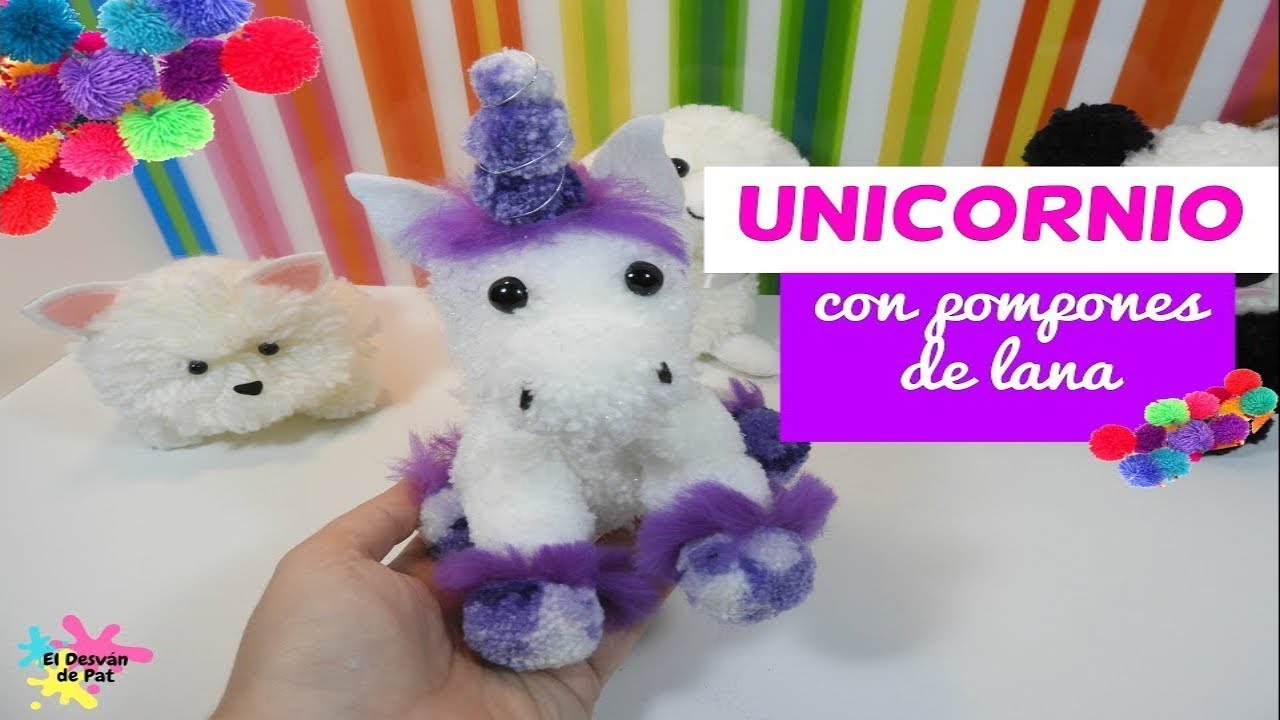 PELUCHE UNICORNIO DIY FÁCIL DE HACER EN CASA CON POMPONES DE LANA
