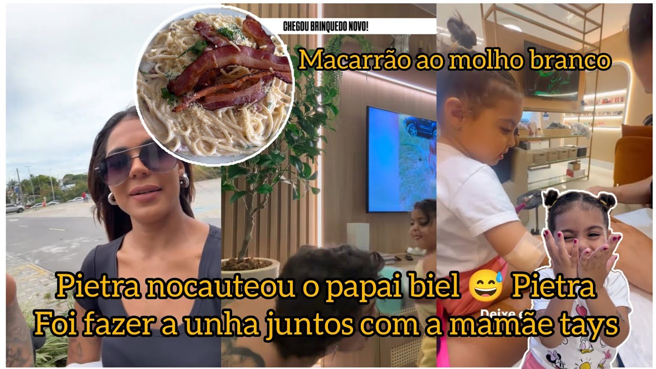 Pietra nocauteou o papai biel 😅 Pietra foi fazer a unha junto com a mamãe tays 🥰💅