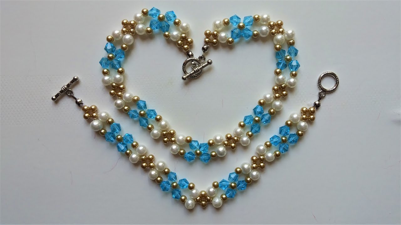 DIY elegant pearl and crystal jewelry set-Gift idea - Easy and Inexpensive jewelry making