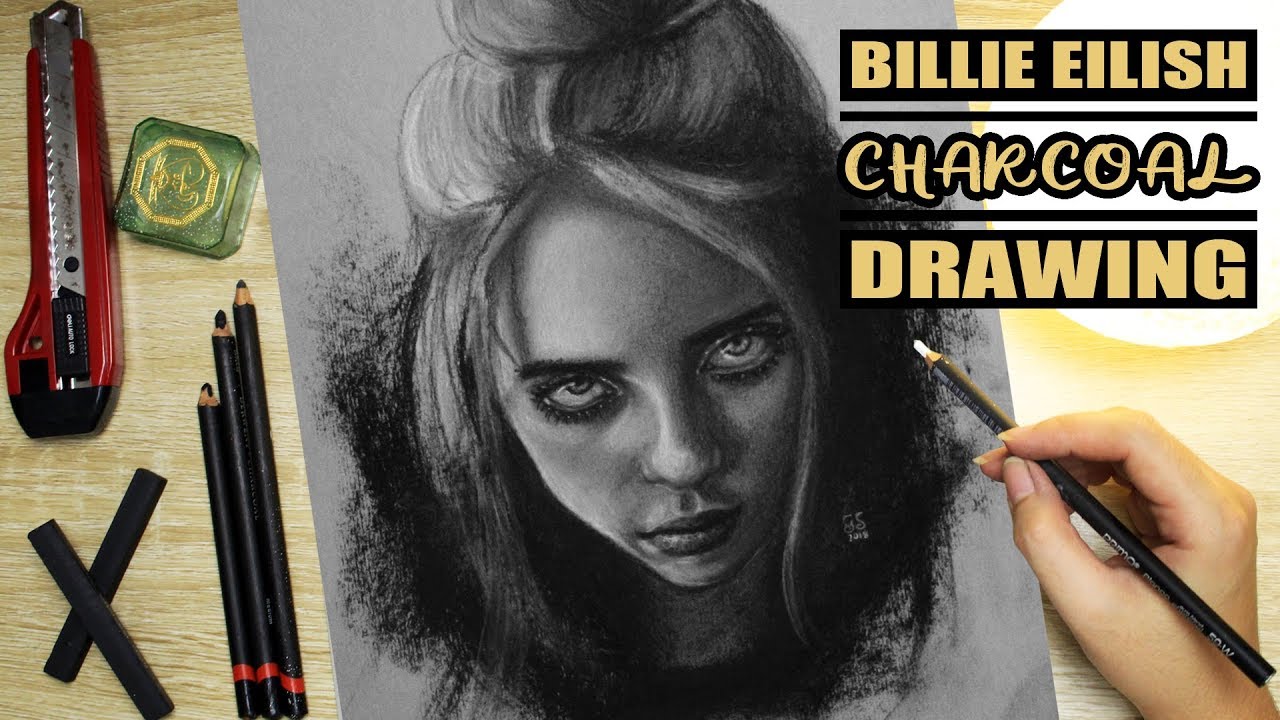 Charcoal Drawing Tutorial | Tagalog | Billie Eilish Portrait
