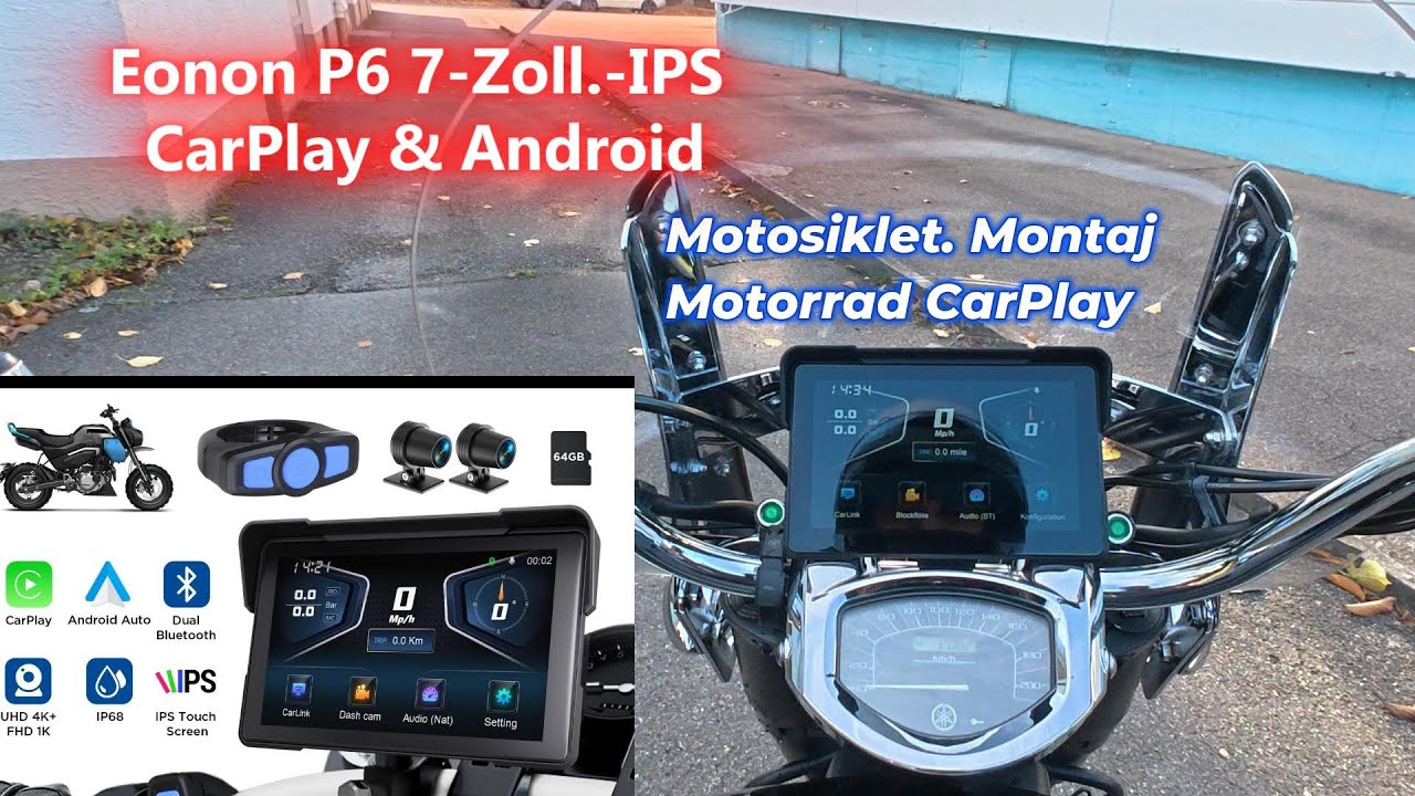 Eonon P6 7-Zoll.-IPS - CarPlay & Android Auto. Motosiklet. Motorrad CarPlay