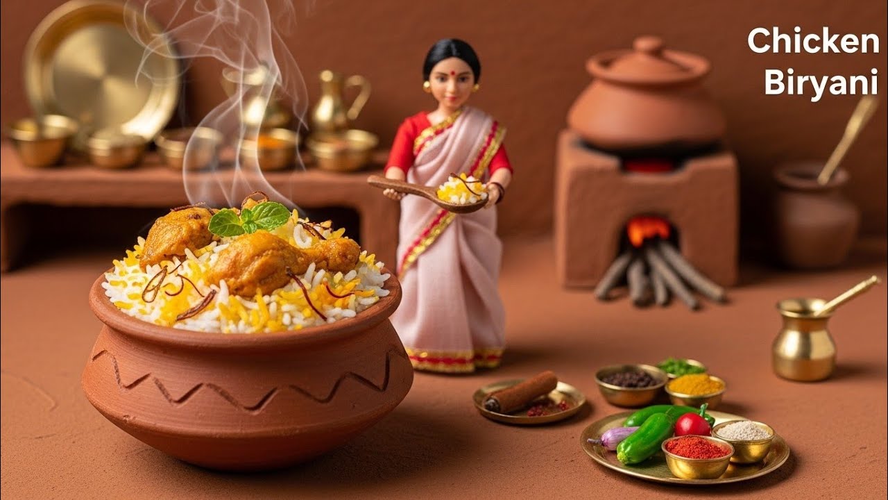 Miniature Doll Chicken Biryani Cooking ASMR | Indian Village Tiny Kitchen Life