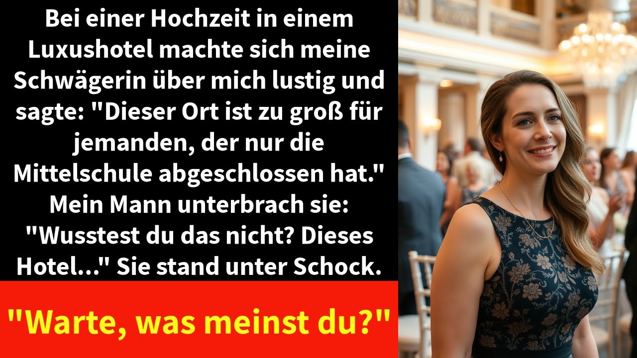 Bei einer Hochzeit in einem Luxushotel machte sich meine Schwägerin über mich lustig und sagte: