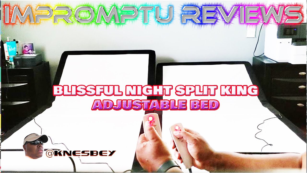 BLISSFUL NIGHTS SPLIT KING ADJUSTABLE BED WITH 10 INCH MEMORY FOAM GEL MATTRESS