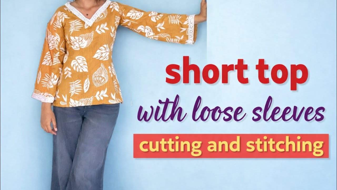 Short top with loose sleeves cutting and stitching ✨| step by step 