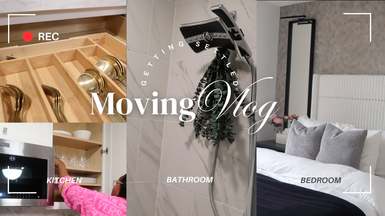 Moving Vlog 2 | Getting Settled - Decorating Bedroom and Bathroom + Organizing Kitchen